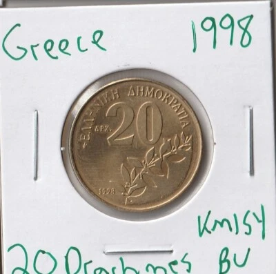 Coin Greece 20 Drachmes 1998 KM154 - Image 1 of 2