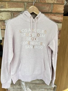 Ladies H & M Pale Pink Sweatshirt Hoddie with writing on front. - Picture 1 of 4