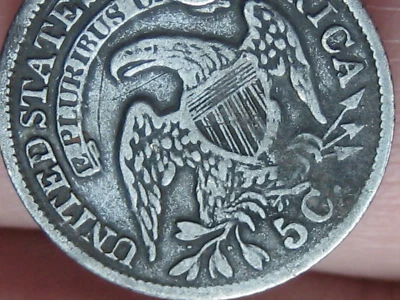 Media moneda de diez centavos busto tapado 1834 - en muy buen estado/detalles finos, oscuro/negro Foto 1 de 4