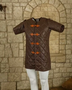 Mytholon Haldur Gambeson cuero de oveja marrón L larp recreación medieval #13341 - Imagen 1 de 4