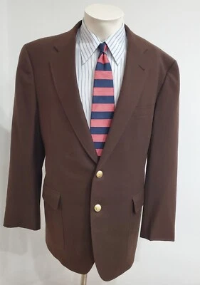 Blazer DAKS London Hombre Talla 40 Marrón Dorado Botones Lana Abrigo Deportivo  Foto 1 de 4