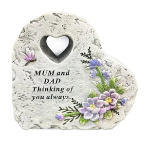 Special Mum and Dad Graveside Memorial Heart Flower Dragonfly Grave Plaque - Picture 1 of 3