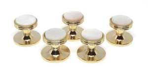 MOTHER OF PEARL / GOLD TUXEDO SHIRT STUDS (5)  MANUFACTURERS DIRECT PRICING!!!  - Picture 1 of 4
