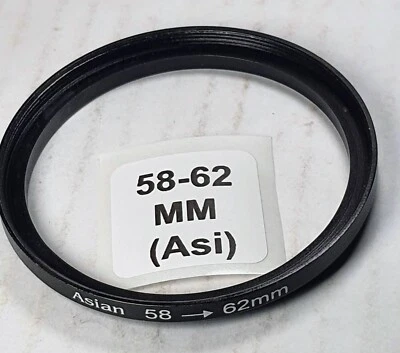 58-62mm Metal Step Up Adapter Ring 58mm Lens to 62mm Filter Converter E58-E62 - Image 1 of 4