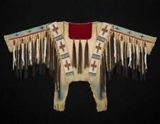 Native American Western Wear Suede Leather Jacket Fringes & Beads Work War Shirt