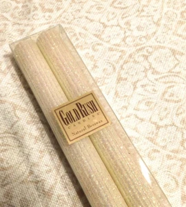 Gold Rush 18"H. Natural Beeswax Glitter Candles, Color: White Lotus Set Of 2 - Picture 1 of 4