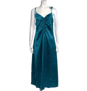 Jason Wu Teal Satin Slip Dress M Midi Gown Cocktail Wedding Party Prom Glam NWT - Picture 1 of 14