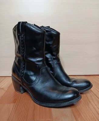 Hush Puppies Womens 10M Rustique Boho Black Leather Waterproof Western Boots - Image 1 of 4