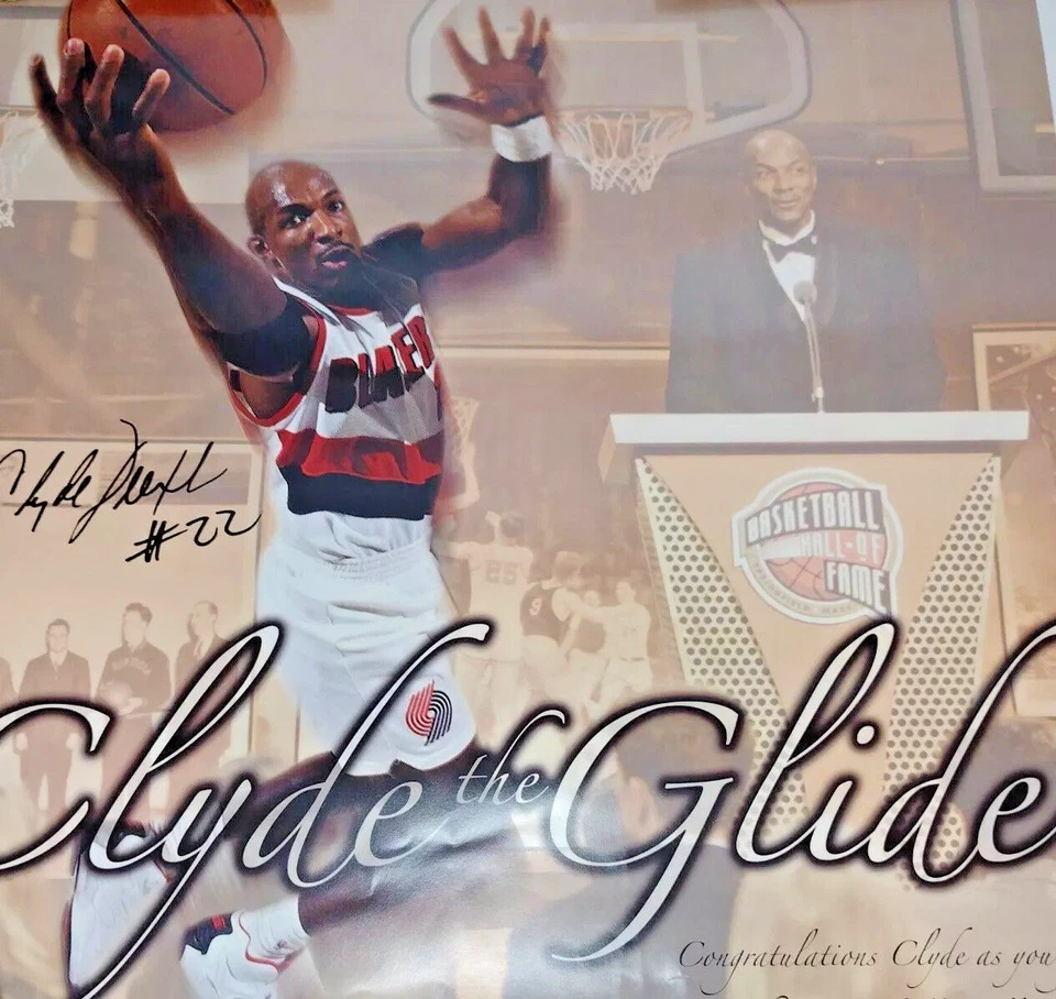 2004 Clyde Drexler NBA Basketball Hall Of Fame Inductee 20" X 18"- Wall Poster - Image 1 of 4