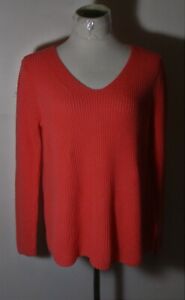 Women's TOMMY BAHAMA Coral Pink Cotton V-Neck Sweater Size M