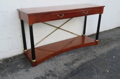 Mesa de entrada consola Ethan Allen Medallion Cherry con camilla X de latón 6195 Foto 1 de 4