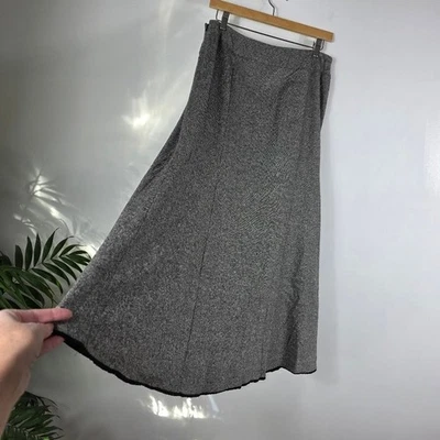 Falda Mezcla Lana Talla 8 Valerie Stevens Ribete Encaje Negro Blanco Tweed Foto 1 de 4