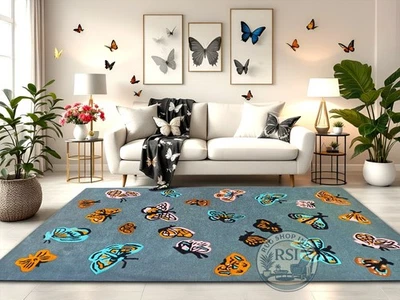 Handmade Butterfly Tufted Area Rug – Aesthetic Soft Plush Decorative Area Carpet - Image 1 of 4