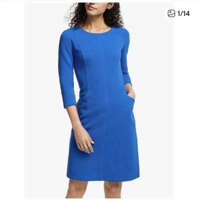 Boden размер 4P Ellen Османский синий ребристый колена длина Shift платье 3/4 рукав - Изображение 1 из 4