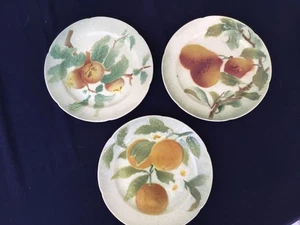 Antique French Barbotine Majolica Plates K&G of Lunevile c.1890s Nice Set of 3 - Picture 1 of 11