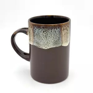 Vintage Western Steingut braun Tropf Kaffeebecher groß mit Loch im Henkel 70er - Bild 1 von 6