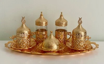 Турецкий кофе вода чайной смеси набор, фарфор стекло Османской тюльпан держатель для золота - Изображение 1 из 4