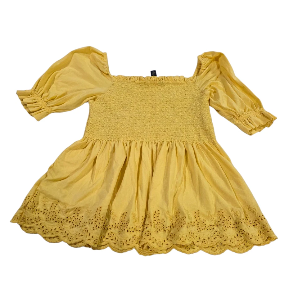 Vestido Polo Ralph Lauren Midi Niñas Amarillo XL Hombro Descubierto Floral Bordado Foto 1 de 4