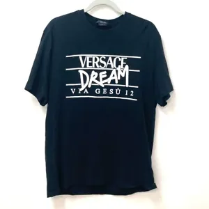 VERSACE DREAM dream logo Tops Apparel Short sleeve T-shirt cotton Black/White - Picture 1 of 11
