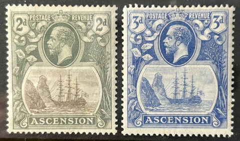ASCENSION ISLANDS Sc#13-14 1924 Badge of St.Helena Mint V V LH mark OG VF 11-201 Cover