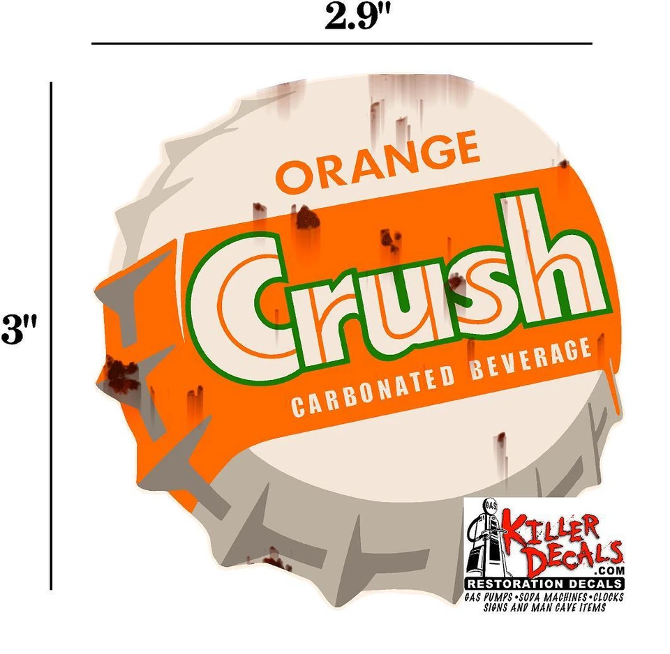 (OC-3) CALCOMANÍA TAPA APLASTANTE NARANJA ASPECTO OXIDADO 3" PARA SODA  Foto 1 de 1