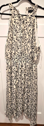 OFF WHITE Abito smanicato estivo floreale Lane Bryant Off bianco nero