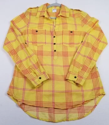 Vero Moda  Shirt Women’s Large Multicolor Plaid Pockets Long Sleeves See Through - Imagem 1 de 4