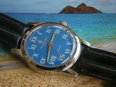 RELOJ SANDOZ VINTAGE ESFERA ROMANA CUERDA MANUAL NEGRO DBL. CORREA DE PANTORRILLA COSTILLA Foto 1 de 4