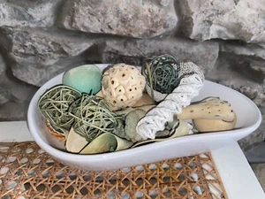 John Lewis White Decorative Bowl & NEXT Neutral & Duck Egg Pot Pourri Driftwood - Picture 1 of 8