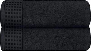 100% Cotton 2 Pack Oversized Bath Towel Set , Highly Absorbant Lightweight Black - Picture 1 of 9