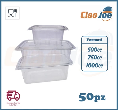 Vaschette Plastica Trasparenti salva liquidi asporto ristoranti 50 pz - Immagine 1 di 4