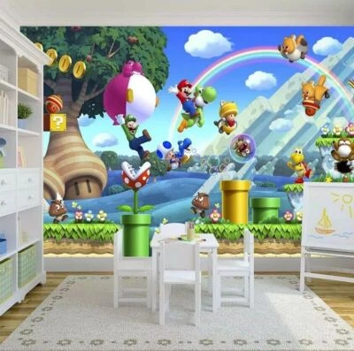 Kids 3D Super Mario Wallpaper Bedroom Wallpaper Mural Non Self Adhesive - Image 1 of 2