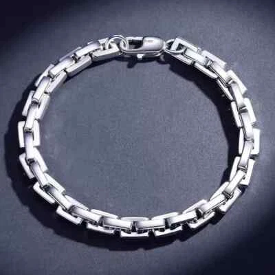 Pure Platinum 950 Chain Men Women 4.3mm Square Cable Link Bracelet 16.5g/7.2inch - Image 1 of 4