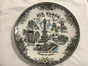 PLATO DE COLECCIÓN DE SEIS BANDERAS SOBRE TEXAS, PARQUE DE DIVERSIONES, 9,5 PULGADAS, ¡Excelente! - Imagen 1 de 3