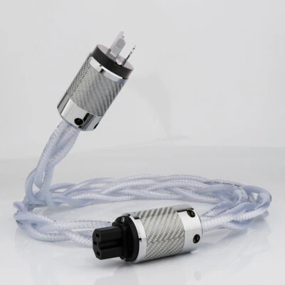 Audiophile Silver Plate 8N OCC HiFi Audio Power Cable AU Plug Mains Supply Cord - Image 1 of 4