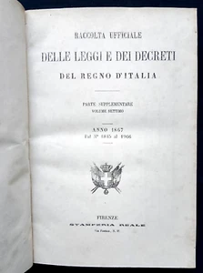 RACCOLTA UFFICIALE DELLE LEGGI E DEI DECRETI DEL REGNO D'ITALIA 1867 - Picture 1 of 5