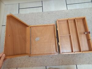 Wooden Pochade Art Box for 10x12'' panels leather handle Excellent Condition