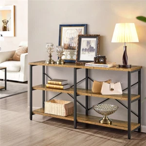 Large Console Sofa Table With 3-Tier Storage Bookshelves Hallway Entryway TV Sta - Picture 1 of 15