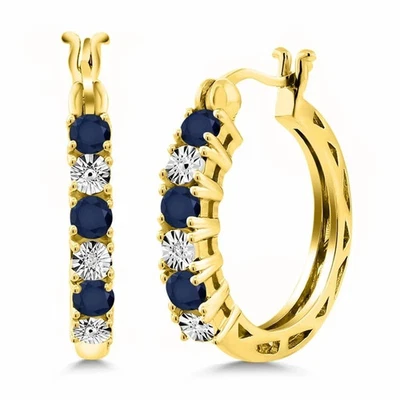 2Ct Round Cut Lab Created Diamond Clip-On Hoop Earrings 14K Yellow Gold Plated - Image 1 of 4