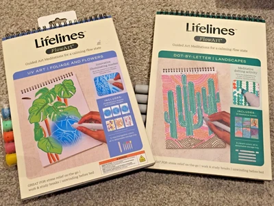 2pk Líneas de Vida Flow arte punto por letra paisajes y follaje y flores LOTE de 2 NUEVO Foto 1 de 4