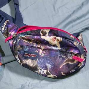 Riñonera Jansport Fifth Avenue bolsa de cintura galaxia gatos perros - Imagen 1 de 7