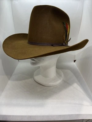 Biltmore Silver Buckle Cowboy Hat Brown Felt 4x Feather Porter’s Sz 7 1/8 Canada - Image 1 of 4