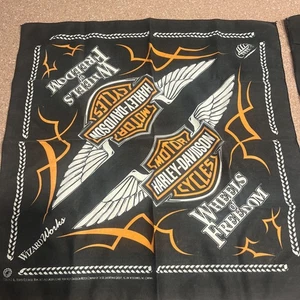 Harley Davidson Wheels Of Freedom Bandana MADE IN USA 21x21 Lot Of 2 2000 - Picture 1 of 8