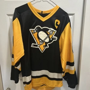Camiseta deportiva de hockey vintage de los años 80 CCM Pittsburgh Penguins Mario Lemieux NHL talla pequeña - Imagen 1 de 17