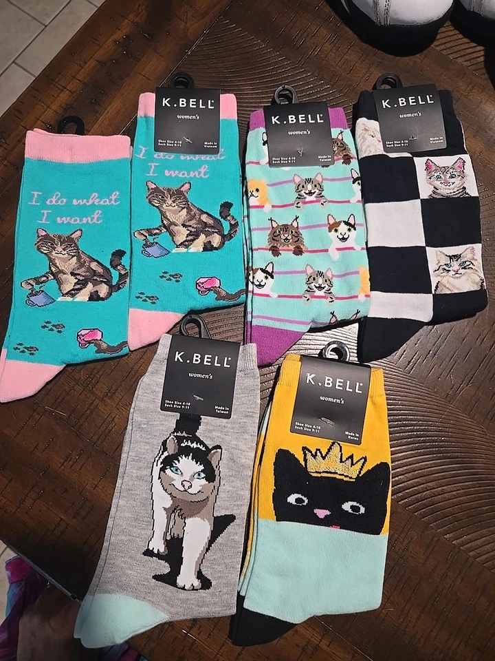 Calcetines K.bell con gatos para mujer 6 pares Foto 1 de 4