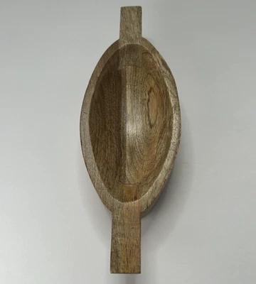 Wooden Oval Serving Bowl W/ Handles Nut Cheese Crackers Pier 1 Utility - Image 1 of 4