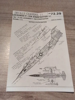 Décalcomanies Maquette Avion 1:72 Decals Carpena  F104 - Photo 1/3