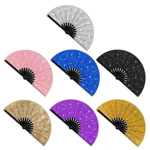 Glitter Folding Fan Lightweight Design for Festivals For Raves and Parties - Bild 1 von 44