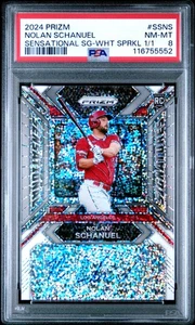 2024 Prizm Auto Sensational Signatures White Sparkle 1/1 Nolan Schanuel PSA 8 - Picture 1 of 2