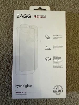 Zagg InvisibleShield Hybrid Glass For  iPhone 14 Pro Clear NEW AND SEALED!!!! - Image 1 of 2